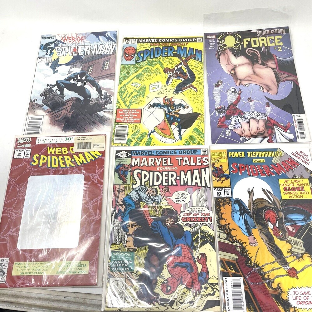 Web of Spider-Man Marvel Tales Comics Lot of 6 Boarded Vintage 80s 90s Special